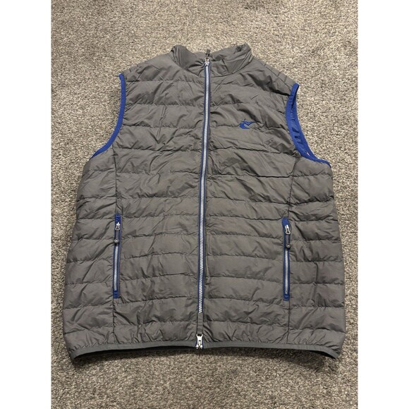 Peter Millar Vest Mens Large Golf Crown Elite Light Puffer Full Zip Gray